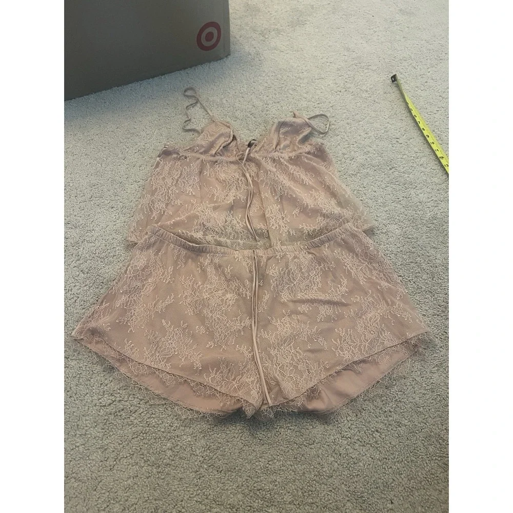 Victoria's Secret Satin & Lace Babydoll Cami Top/Shorts Pajama Set Size‎ XL Pink